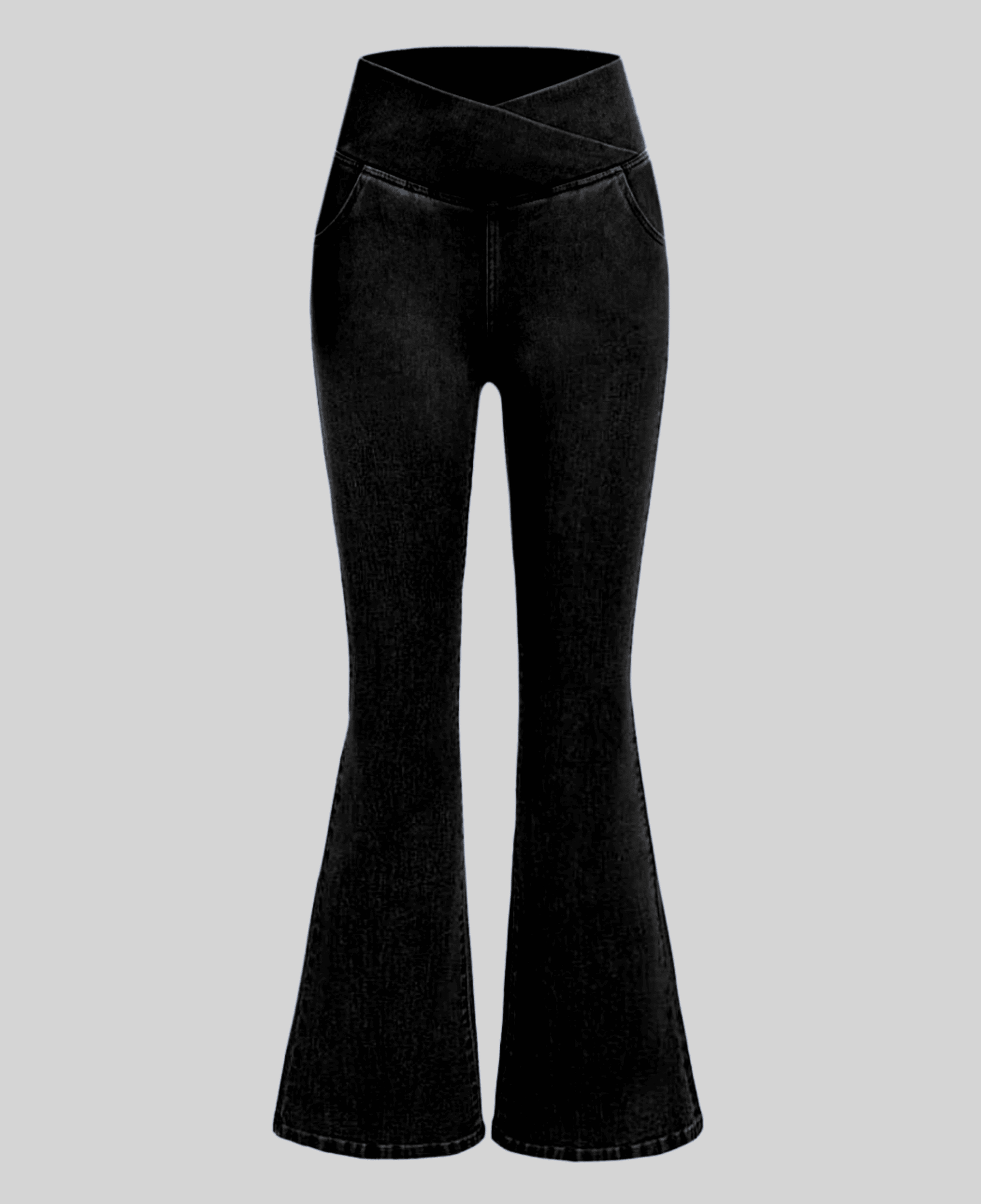 Calça Flare Jeans Cintura Cruzada